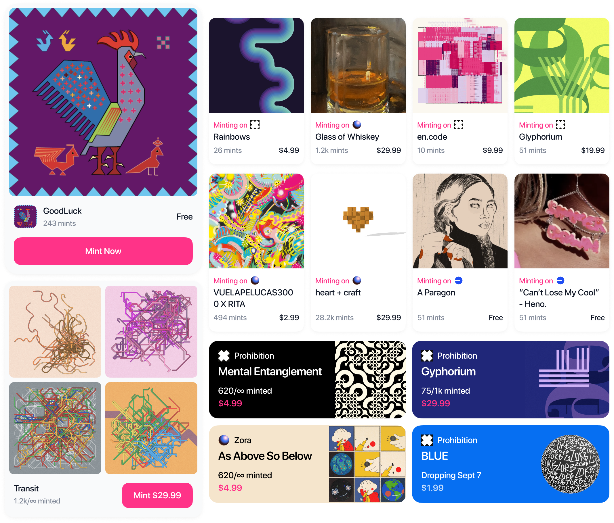 Assorted placements for Mobile Mints throughout the app