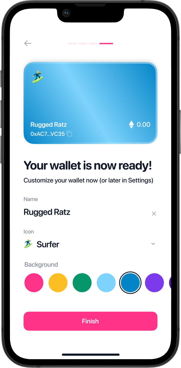 A customized wallet ready to fund