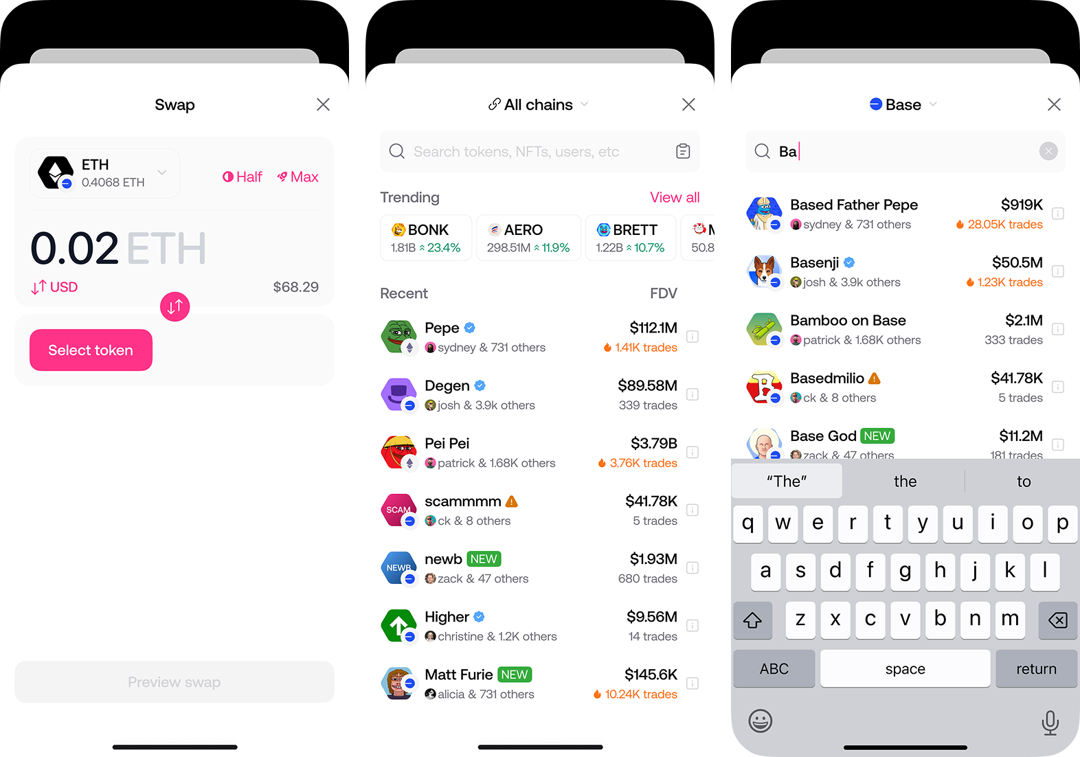 We repurposed the existing Search for the Swap flow